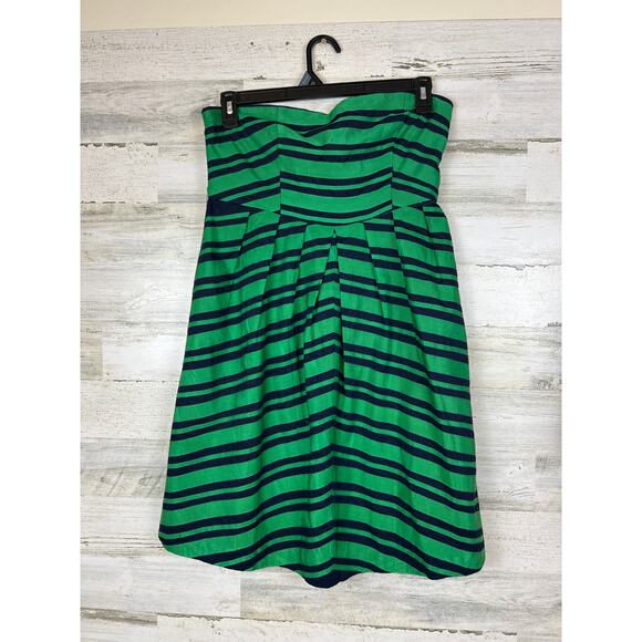 Moulinette Soeurs Anthropologie Women’s 12 Green Stripe Strapless Mini Dress - Picture 1 of 7